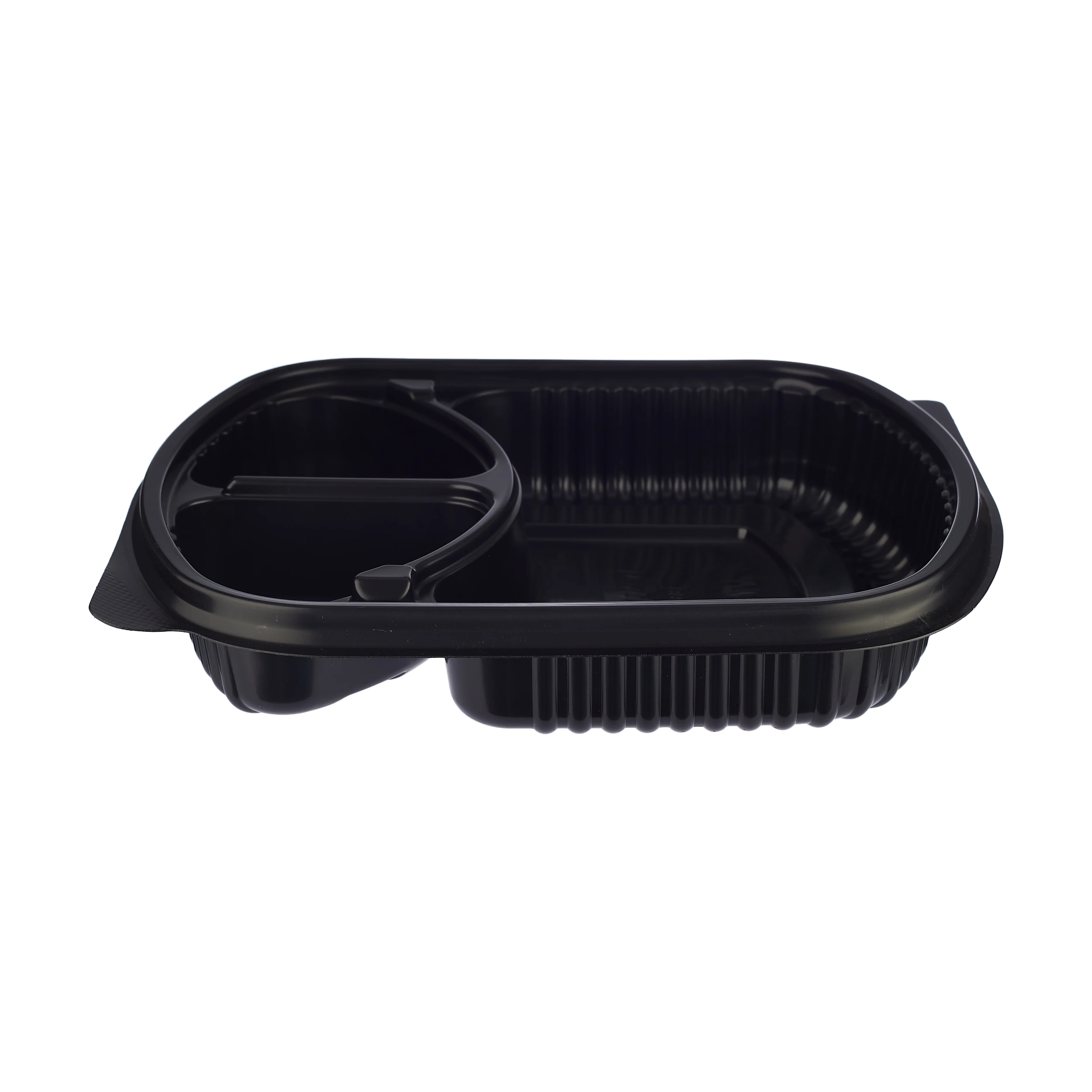 250 Pieces Black Base Rectangular 3-Compartment Container Lids Only - Image 5