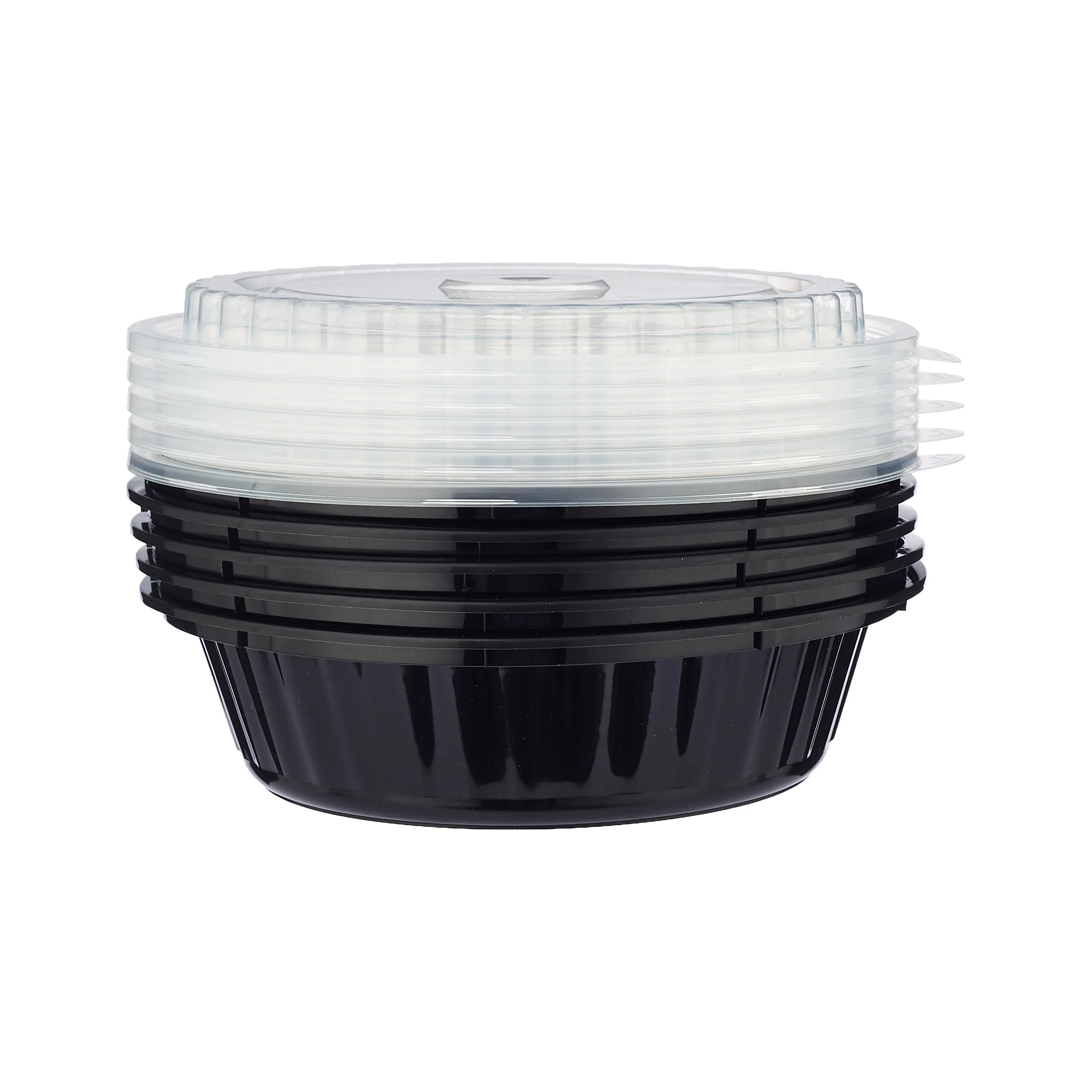 Black Base Round Ribbed Container with Lids 5  Pieces - Image 3
